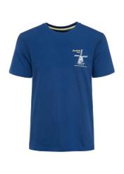Granatowy bawełniany t-shirt z nadrukiem TSHMT-0125-69(W25)-01