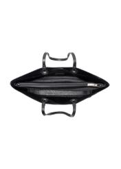 Czarna groszkowana torebka shopper TOREC-1252-9I(Z26), widok produktu w środku na białym tle.