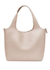 Torebka shopper damska w kolorze ecru TOREC-1259-0B(Z26) - widok produktu z przodu, na białym tle.