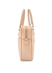 Beżowa torba na laptopa damska TOREC-1209-1B(W26), widok produktu z boku na białym tle.