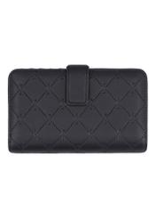Czarny portfel damski z monogramem POREC-0391A-9P(Z26), widok produktu z tyłu na białym tle.