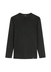 Bawełniany sweter męski w kolorze czarnym SWEMT-0100-99(W26) - widok produktu z przodu, na białym tle. 