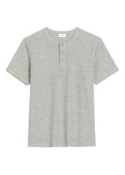 Szary prążkowany t-shirt męski TSHMT-0159-9B(Z26), widok produktu od przodu na białym tle.