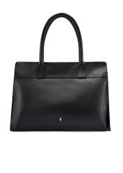 Czarna duża skórzana torebka shopper TORES-1237-99(W26), widok produktu z przodu na białym tle.