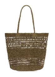 Słomkowa khaki torebka shopper damska TOREC-0924A-55(W25), widok tyłu produktu na białym tle.