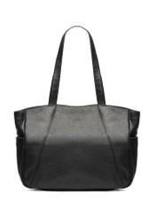 Czarna skórzana torebka shopper damska TORES-1255-99(W26) - widok produktu z tyłu, na białym tle. 