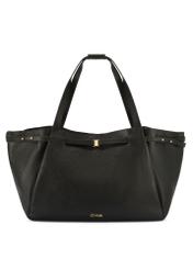 Skórzana torebka shopper w kolorze czarnym TORES-1207-9I(W26) - widok produktu z przodu, na białym tle. 