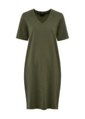 Krótka bawełniana sukienka w kolorze khaki SUKDT-0185-54(W25)-04