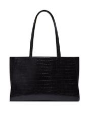 Czarna torebka shopper croco TOREC-1287-9G(Z26), widok produktu z tyłu na białym tle.