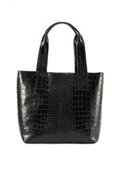 Czarna skórzana torebka shopper croco TORES-1119-99(W25)-04