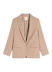 Marynarka damska w kolorze camelowym ZAKDT-0031A-1D(W26), widok produktu z przodu na białym tle.