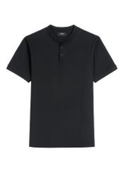 Czarna męska koszulka polo POLMT-0095-99(W26), widok produktu z przodu na białym tle.