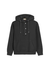 Czarna bluza damska z kapturem BLZDT-0111A-99(W26), widok produktu z przodu na jasnym tle.