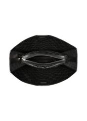Czarna skórzana torebka shopper TORES-1436-99(Z26) - widok produktu z góry, na białym tle.