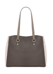 Torebka shopper w kolorze chłodnego beżu TOREC-1260-1K(Z26), widok produktu od tyłu na białym tle.