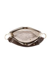 Torebka damska hobo w kolorze ecru TOREC-1257-0B(Z26). Widok produktu od środka na białym tle.