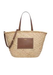 Słomkowa torebka damska typu shopper TOREC-1219-1E(W26), widok produktu z przodu na białym tle.