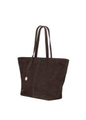 Brązowa torebka damska typu shopper TORES-1407-1I(Z26) - widok produktu po skosie, na białym tle.