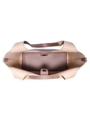 Brązowa torebka shopper damska TOREC-1259-1H(Z26), widok produktu od góry na białym tle.