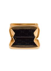 Mały skórzany złoty portfel damski PORES-0960-2X(W26) - widok produktu z góry, na białym tle. 