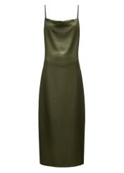 Sukienka khaki z satynowego materiału SUKDT-0218-55(W25)-01