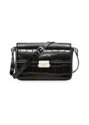 Elegancka czarna torebka damska croco TOREC-1251-9G(Z26) - widok produktu z przodu, na białym tle.