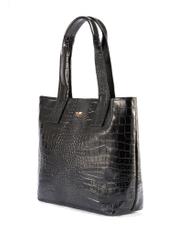 Czarna skórzana torebka shopper croco TORES-1119-99(W25)-02