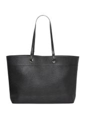 Czarna groszkowana torebka shopper TOREC-1252-9I(Z26), widok produktu z tyłu na białym tle.