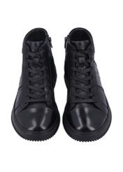Czarne skórzane buty sportowe BUTYM-0568-99(Z26), widok produktu z przodu na białym tle.