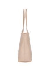 Beżowa groszkowana torebka shopper TOREC-1252-1B(Z26), widok produktu z boku na jasnym tle.