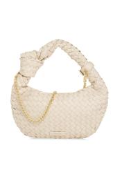 Pleciona torebka kremowa w stylu hobo TOREC-1007-12(W25) - widok przodu na białym tle. 
