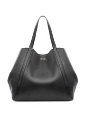 Czarna skórzana torebka shopper damska TORES-1208-9I(W26), widok produktu z przodu na białym tle.