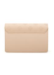 Beżowa torebka damska z monogramem TOREC-0536-1P(W26), widok produktu z tyłu na białym tle.