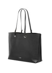 Czarna groszkowana torebka shopper TOREC-1252-9I(Z26), widok produktu skosem na białym tle.