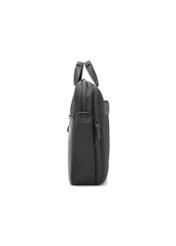 Czarna torba na laptopa TORMN-0401-99(W26) - widok produktu z boku, na białym tle. 