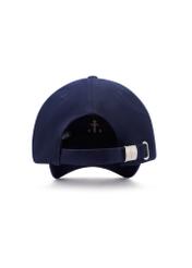 Granatowa czapka z daszkiem unisex CZALT-0018-7D(W26), widok produktu z tyłu na białym tle.