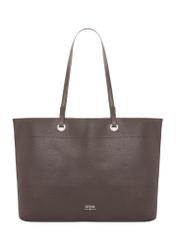 Brązowa groszkowana torebka shopper TOREC-1252-1I (Z26). Widok na przód na białym tle.