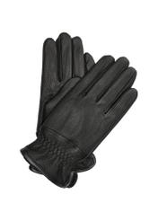 Skórzane czarne rękawiczki męskie REKMS-0078-99(Z24)