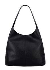 Czarna skórzana torebka shopper TORES-1372A-9I(Z26), widok produktu z tyłu na białym tle.

