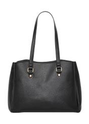 Czarna torebka shopper damska TOREC-1260-9I(Z26), widok produktu z tyłu na białym tle.