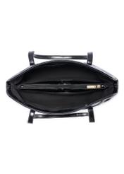 Czarna torebka shopper damska TOREC-1206-9F(W26) - widok produktu z góry, na białym tle. 