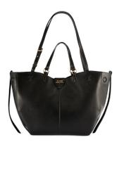 Duża czarna torebka shopper TOREC-1201-99(W26), widok produktu z przodu na białym tle.