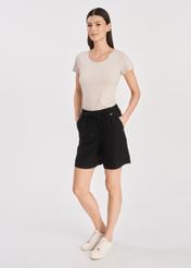 Lniane szorty damskie w kolorze czarnym SZODT-0013-99(W25)