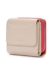 Kremowy skórzany mały portfel damski PORES-0945F-16(W25)-02