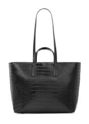 Czarna torebka damska shopper TOREC-1204-9G(W26), widok produktu z tyłu na białym tle.