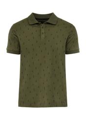 Koszulka polo khaki we wzory POLMT-0081-55(W25)-04