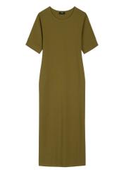 Bawełniana sukienka khaki midi SUKDT-0256-8D(W26)