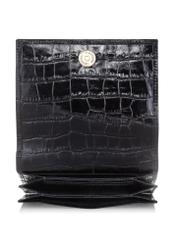 Mały czarny portfel damski croco PORES-0846-99(W23)-04