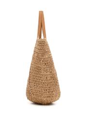 Beżowa słomkowa torebka shopper TOREC-1223-1E(W26) - widok produktu z boku, na białym tle. 