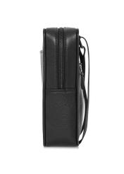 Czarna skórzana torba miejska TORMS-0445-99(W25), widok boku produktu na białym tle.